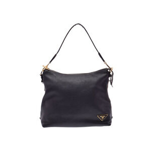 Prada Black Vitello Daino Leather Side Zip Hobo bag